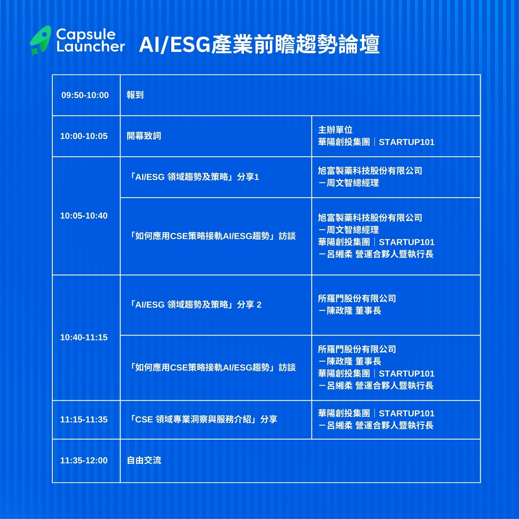 2024Capsule Launcher Demo Day 暨AI ESG產業前瞻趨勢論壇Accupass 活動通