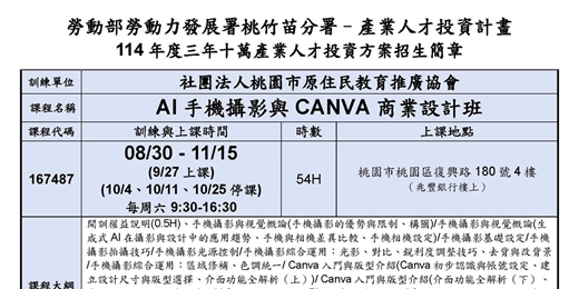 event-banner-114在職產業人才投資方案-AI手機攝影與CANVA商業設計班(現場授課)