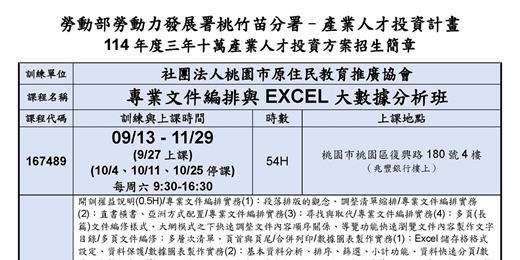 event-banner-114在職產業人才投資方案-專業文件編排與EXCEL大數據分析班(現場授課)