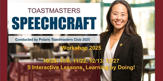 event-banner-12/13(六) SpeechCraft 5 L.4｜ 週末參與Toastmasters首選、英文演講、英語口說練習｜Polaris TM x NTNU 聯合例會