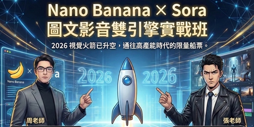 event-banner-Nano Banana × Sora 圖文影音雙引擎實戰班