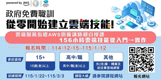 event-banner-【限量招生中 | 勞發署桃竹苗分署補助免費AWS雲端課程】