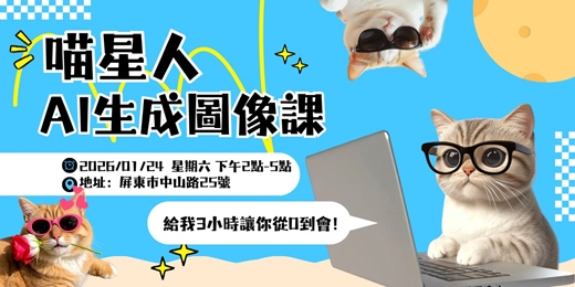 event-banner-【喵星人AI生成圖像課 |小萌新系列課】屏東實體課程
