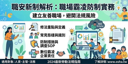 event-banner-5/29《職安新制解析：職場霸凌防制實務——從法規遵行、調查程序到數位風險控管》