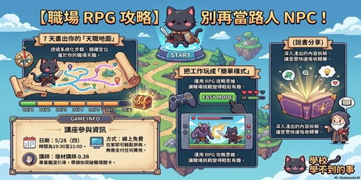 event-banner-【職場 RPG 攻略】別再當路人 NPC！7 天畫出你的「天職地圖」，把工作玩成簡單模式  (天職地圖說書)