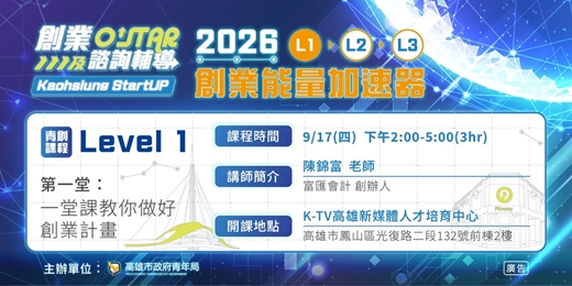 event-banner-Level 1 創業準備期 第一堂:一堂課教你做好創業計畫