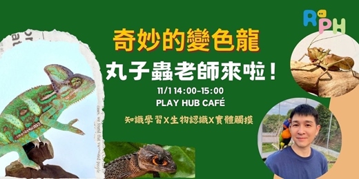 event-banner-奇妙變色龍動物觀察—丸子蟲老師的自然奇幻世界 l PLAY HUB Café (近空總國家文化基地)