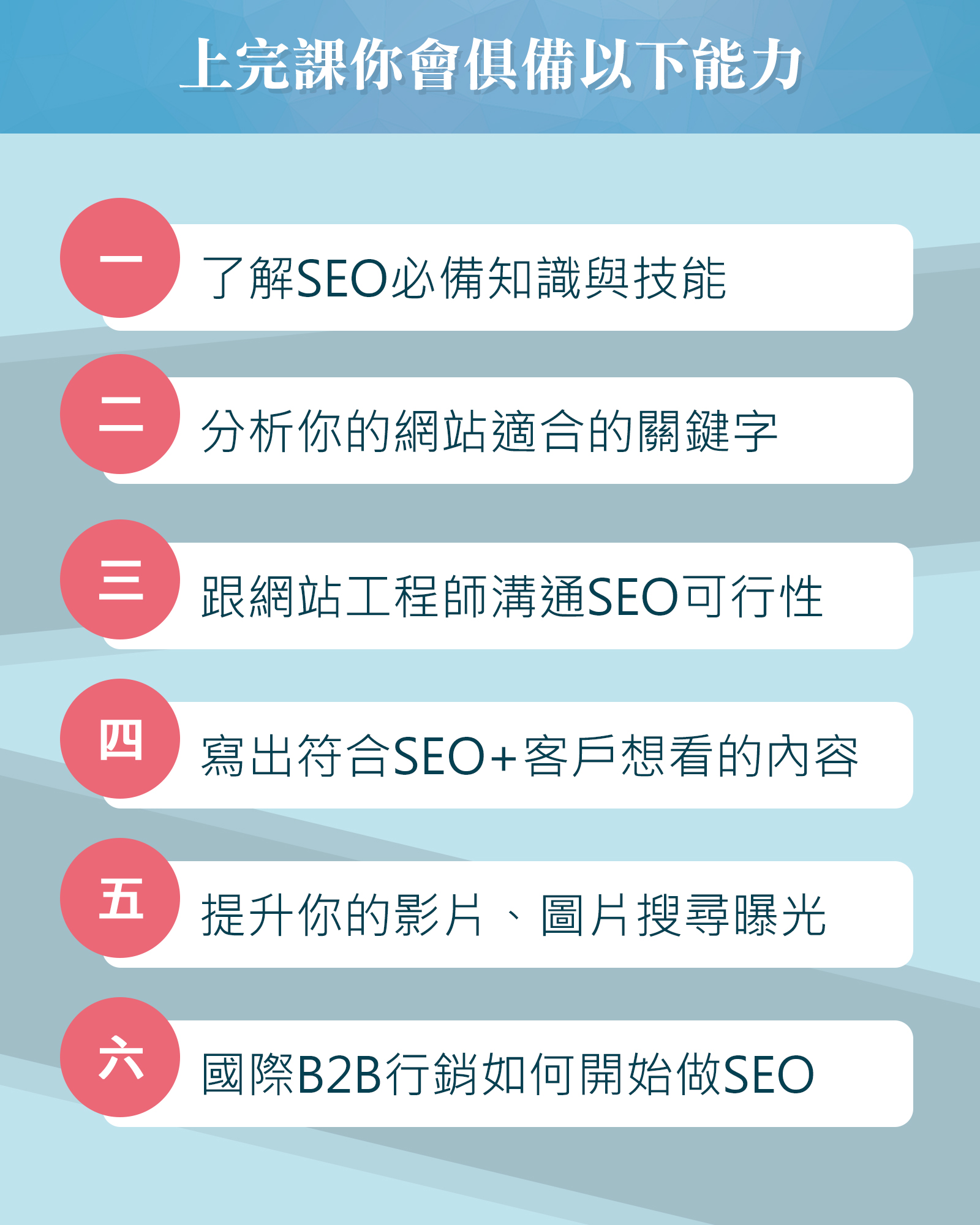 上玩SEO課程你會俱備的能力