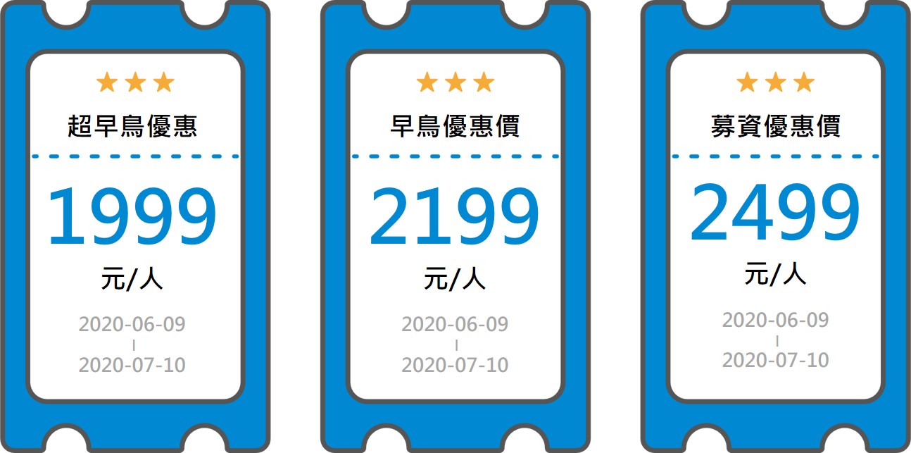 超早鳥優惠價 1999 早鳥優惠價 2199 募資優惠價 2499