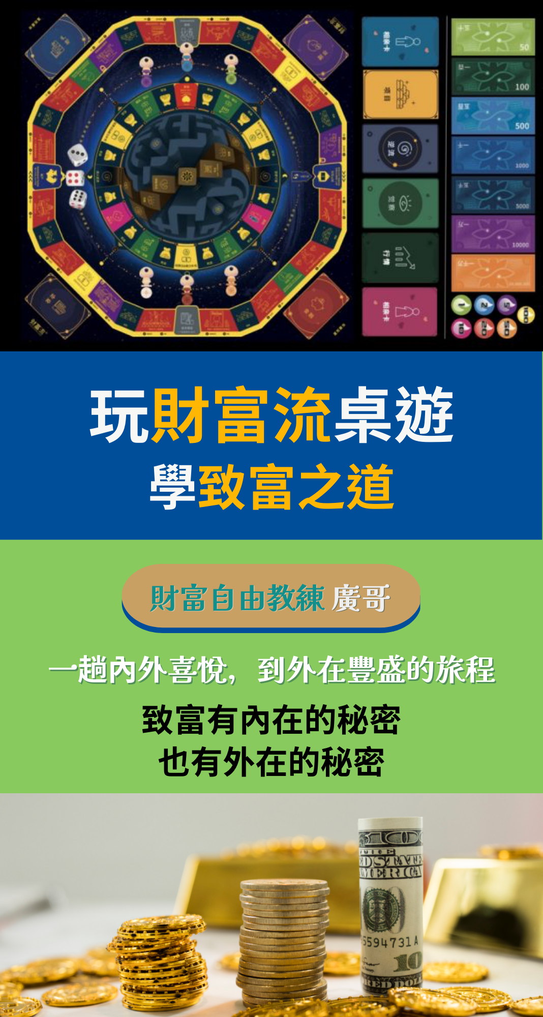 【財富流 沙盤推演】玩桌遊,學致富之道,由廣哥財富自由教練團帶領