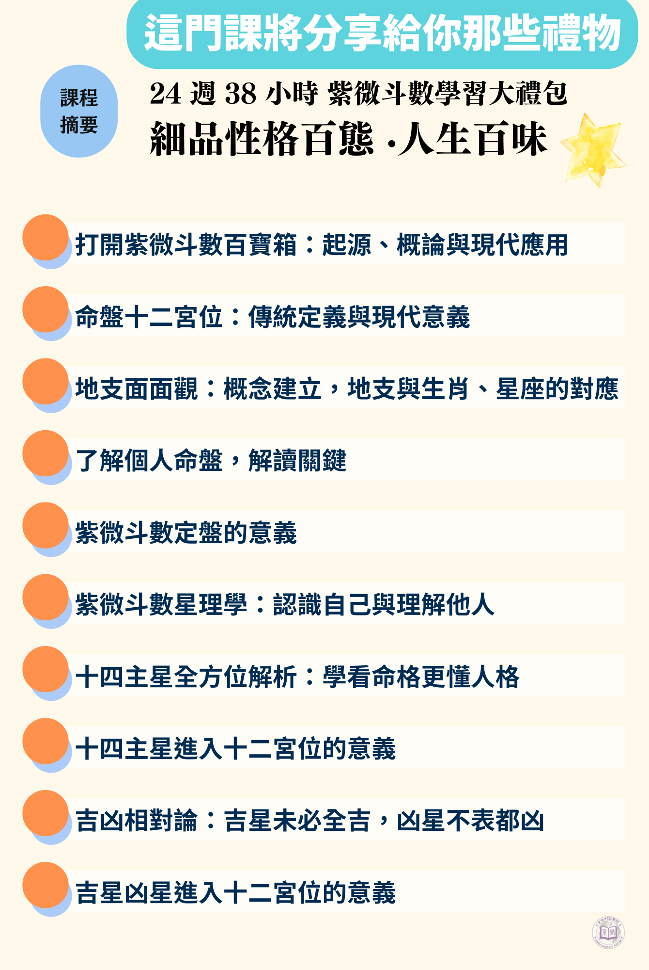 紫微斗數從零輕鬆學課程摘要