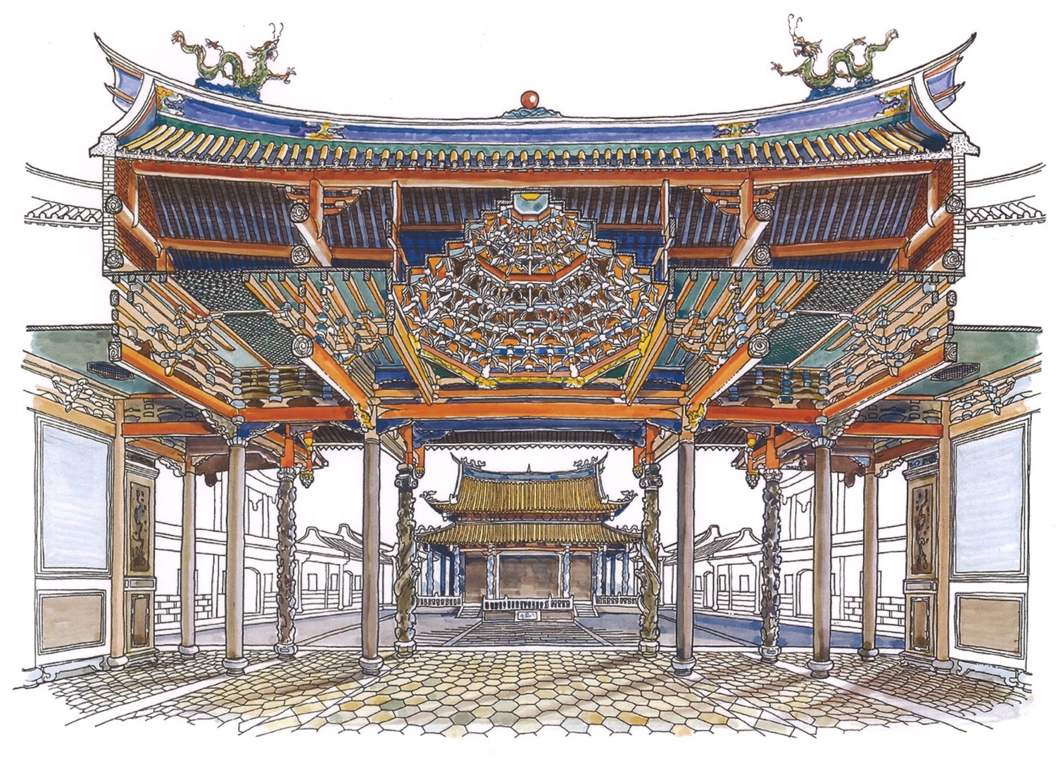 李乾朗教授手繪建築圖稿