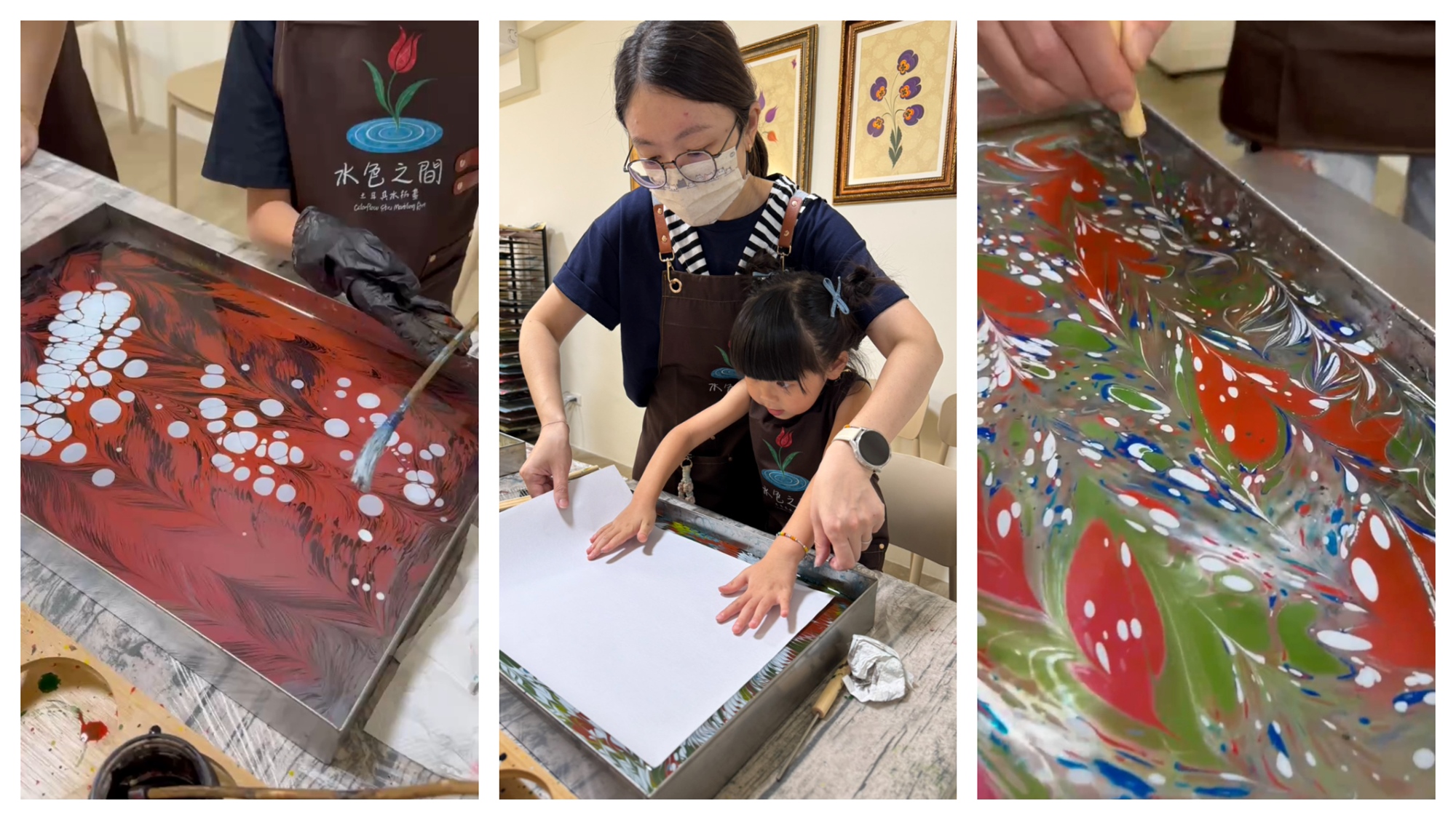 台中親子水拓畫體驗｜孩子與家長一同創作土耳其 Ebru 藝術作品
