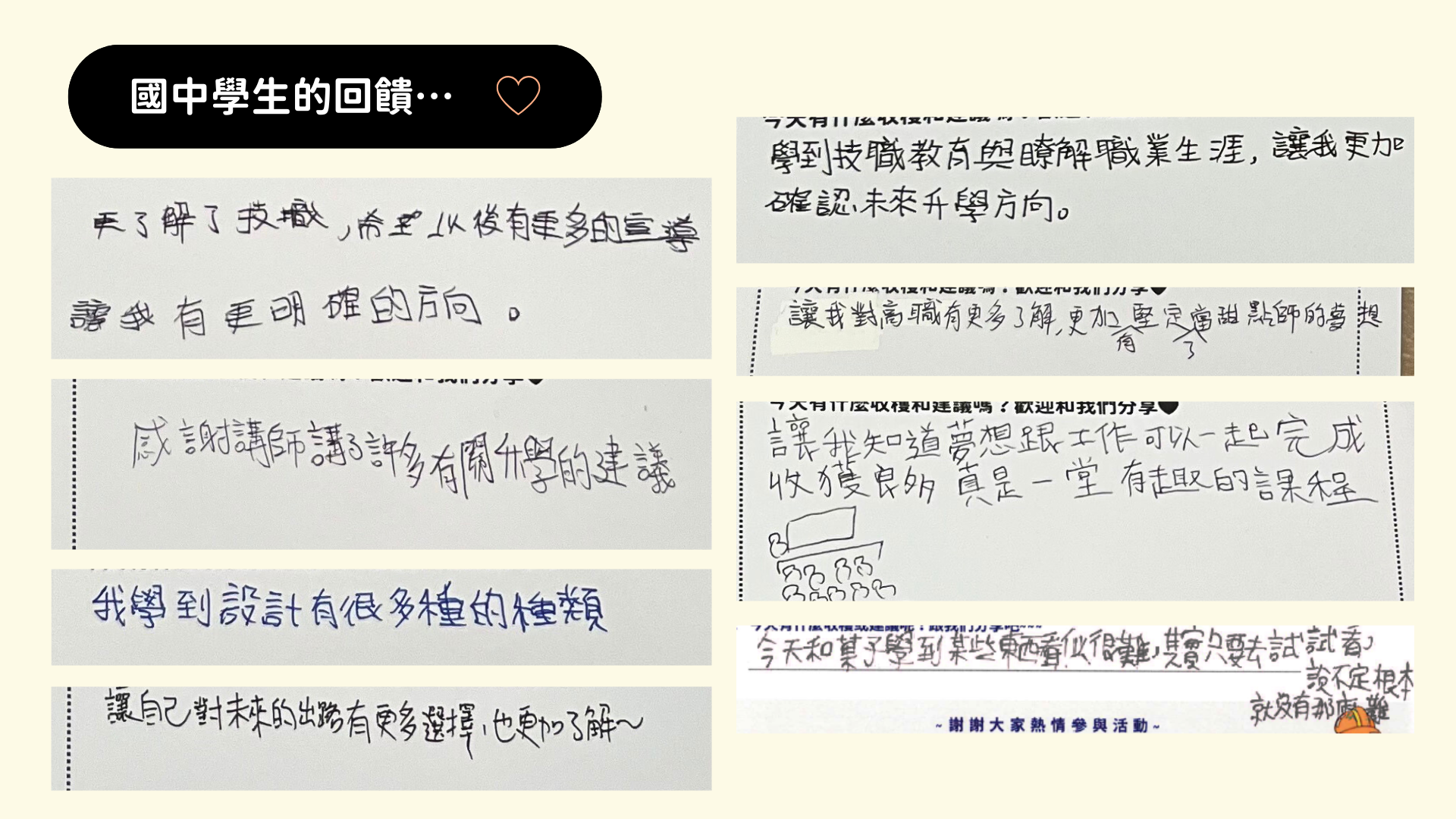 國中學生的回饋