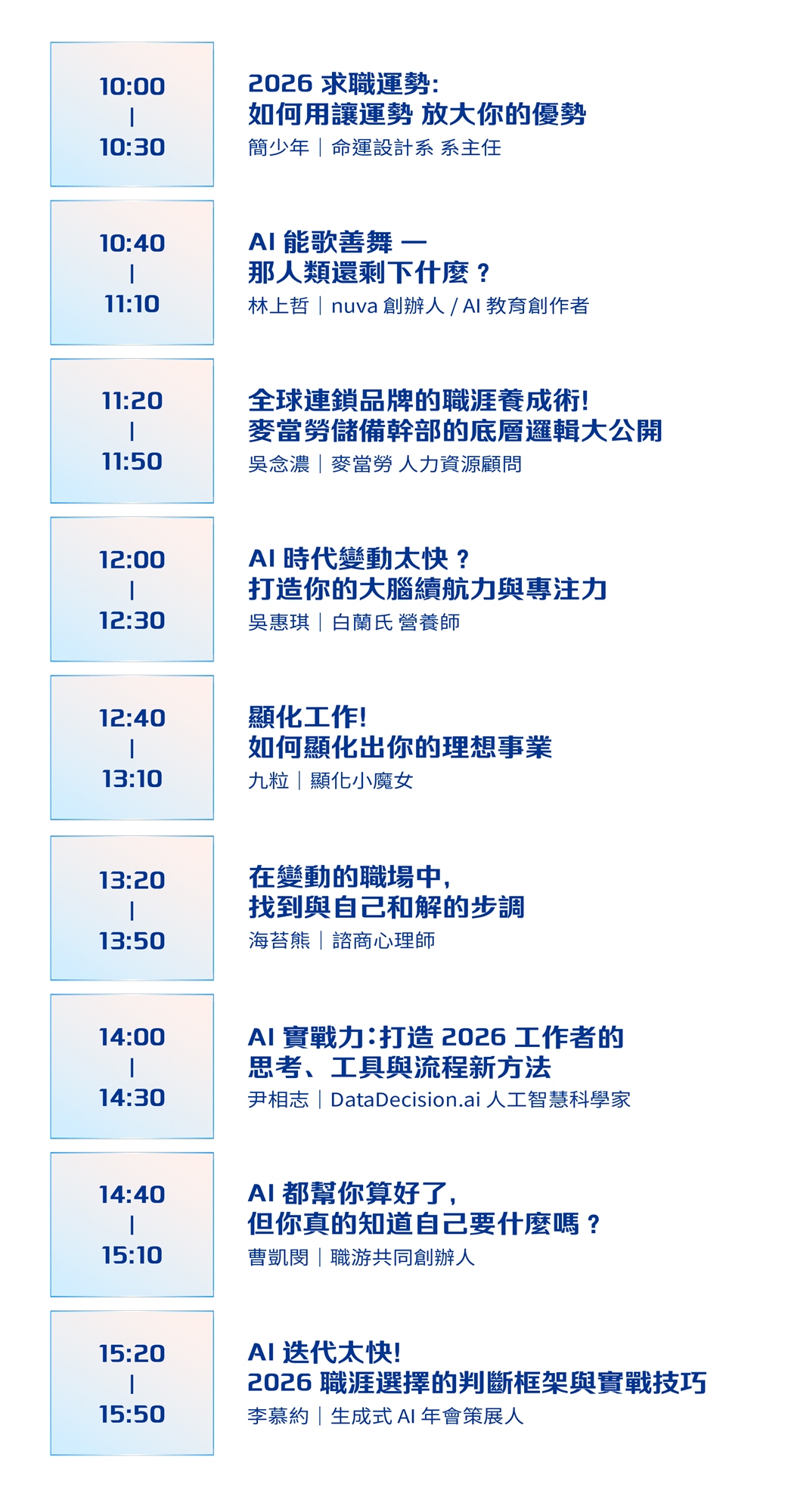 Yourator AI 職涯博覽會 職涯小聚議程表