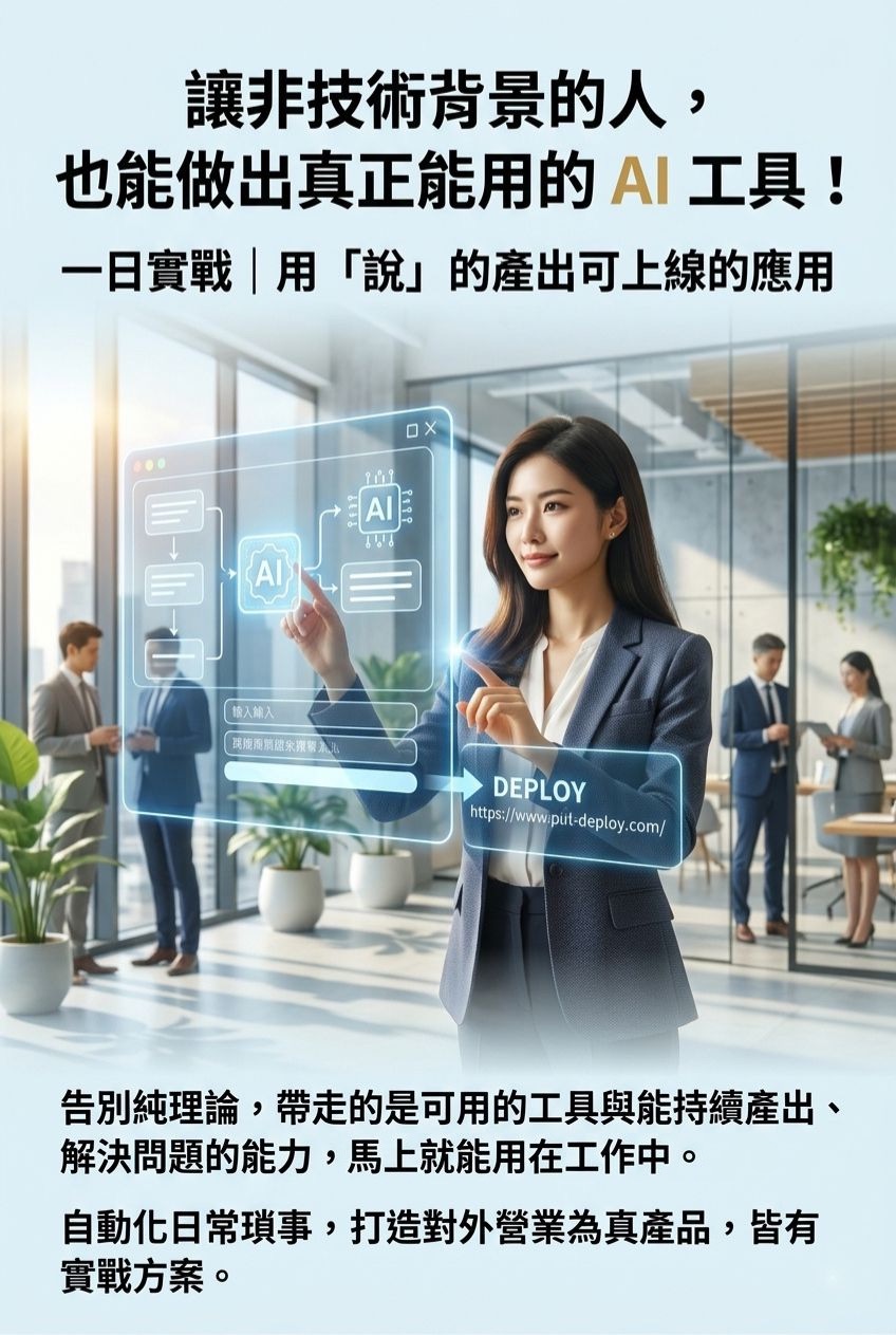 <img src="01-vibe-coding-ai-tools-for-non-tech-backgrounds.jpg" alt="Vibe Coding course philosophy illustration showing a professional woman interacting with a futuristic AI workflow interface, symbolizing empowering individuals with non-technical backgrounds to automate daily tasks and deploy production-ready AI applications in a single day.">